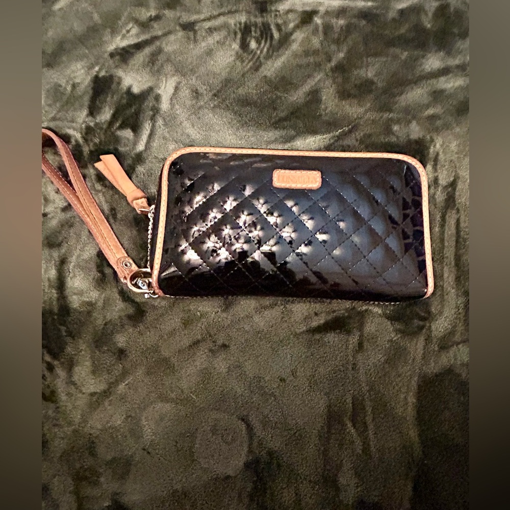 Consuela Black Quilted Wristlet Clutch